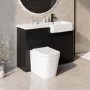 1100mm Black Right Hand Toilet and Sink Unit with Square Toilet and Black Fittings - Bali