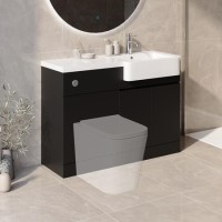 1100mm Black Right Hand Toilet and Sink Unit with Chrome Fittings - Unit & Basin Only - Bali