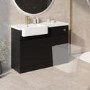 1100mm Black Left Hand Toilet and Sink Unit with Brass Fittings - Unit & Basin Only - Bali