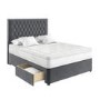 Grey Velvet Super King Divan Bed with 2 Drawers and Chesterfield Headboard - Langston