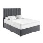 Grey Velvet Super King Divan Bed with 2 Drawers and Vertical Stripe Headboard - Langston