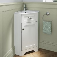 580mm White Corner Vanity Unit - Baxenden 