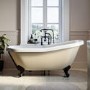 Beige Freestanding Single Ended Roll Top Slipper Bath with Black Feet 1615 x 690mm - Bowland