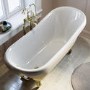 Beige Freestanding Single Ended Roll Top Slipper Bath with Brass Feet 1615 x 690mm - Bowland