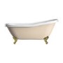 Beige Freestanding Single Ended Roll Top Slipper Bath with Brass Feet 1615 x 690mm - Bowland