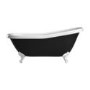 Black Freestanding Single Ended Roll Top Slipper Bath with White Feet 1615 x 690mm - Bowland