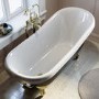 Black Freestanding Single Ended Roll Top Slipper Bath with Brass Feet 1615 x 690mm - Bowland