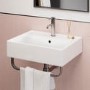 White Square Wall Hung Basin with Chrome Rack 497mm - Bowen