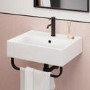 White Square Wall Hung Basin with Black Rack 497mm - Bowen