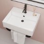 White Square Wall Hung Basin with Black Rack 497mm - Bowen