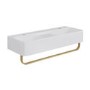 White Square Wall Hung Double Basin with Brass Rack 800mm - Bowen