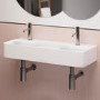 White Square Wall Hung Double Basin 800mm - Bowen