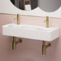 White Square Wall Hung Double Basin 800mm - Bowen