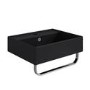 Matt Black Square Wall Hung Basin with Chrome Rack 497mm - Bowen