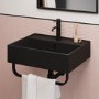 Matt Black Square Wall Hung Basin with Black Rack 497mm - Bowen