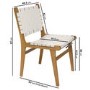 Set of 2 Solid Oak Cream Faux Leather Woven Dining Chairs - Bree