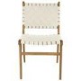 Set of 2 Solid Oak Cream Faux Leather Woven Dining Chairs - Bree