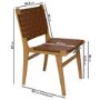 Set of 2 Solid Oak Tan Faux Leather Woven Dining Chairs - Bree