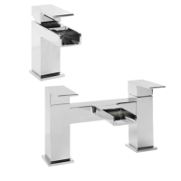 Chrome Waterfall Bath and Basin Tap Set - Quadra