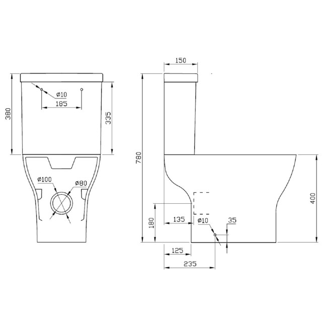 Close Coupled Short Projection Toilet with Soft Close Seat - Portland