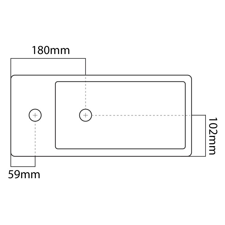 Cloakroom Wall Hung Basin Left Hand 405mm - Detroit