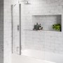 Single Ended Shower Bath with Front Panel & Hinged Chrome Bath Screen with Towel Rail 1700 x 700mm - Alton