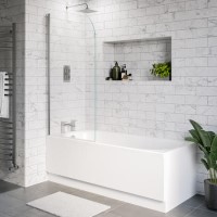 Single Ended Shower Bath with Front Panel & Chrome Bath Screen 1700 x 700mm - Alton