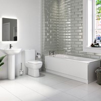 1800mm Straight Bath Suite with Toilet Basin & Panels - Alton