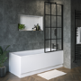 Rutland Single Ended Square Bath with Front Panel & Black Grid Screen - Right Hand 1500 x 700