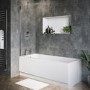 Single Ended Shower Bath with Front Panel & Hinged Chrome Bath Screen 1600 x 700mm - Rutland