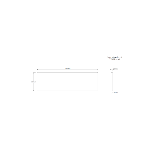 Rutland Single Ended Square Bath with Front Panel & Black Grid Screen - Left Hand 1600 x 700