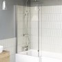 Lomax 1500 x 850 L Shaped Shower Bath Right Hand with Front Panel and Chrome Bath Screen