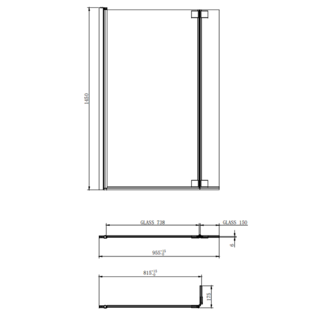 L Shape Shower Bath Right Hand with Front Panel & Brushed Brass Screen 1500 x 850mm - Lomax