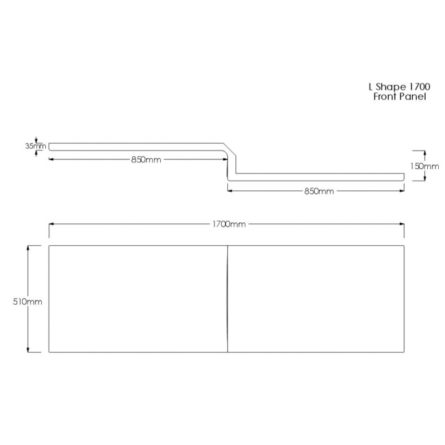 L Shape Shower Bath Left Hand with Front Panel & Black Bath Screen 1700 x 850mm - Lomax