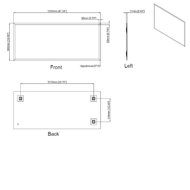 Rectangular Wall Mirror 120 x 50cm - Helios