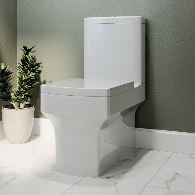 Close Coupled Toilet and White Gloss Basin Vanity Unit Cloakroom Suite - Ashford