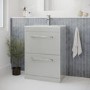 600mm Grey Freestanding  Drawer Vanity Unit with Basin and Chrome Handles - Ashford