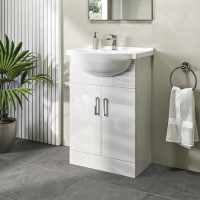 570mm White Freestanding Vanity Unit with Basin - Classic