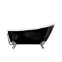 Freestanding Single Ended Roll Top Slipper Bath Black with Chrome Feet 1625 x 695mm - Lunar 