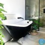 Freestanding Single Ended Roll Top Slipper Bath Black with Chrome Feet 1625 x 695mm - Lunar 