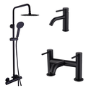 Black Shower Bath and Basin Tap Set - Arissa