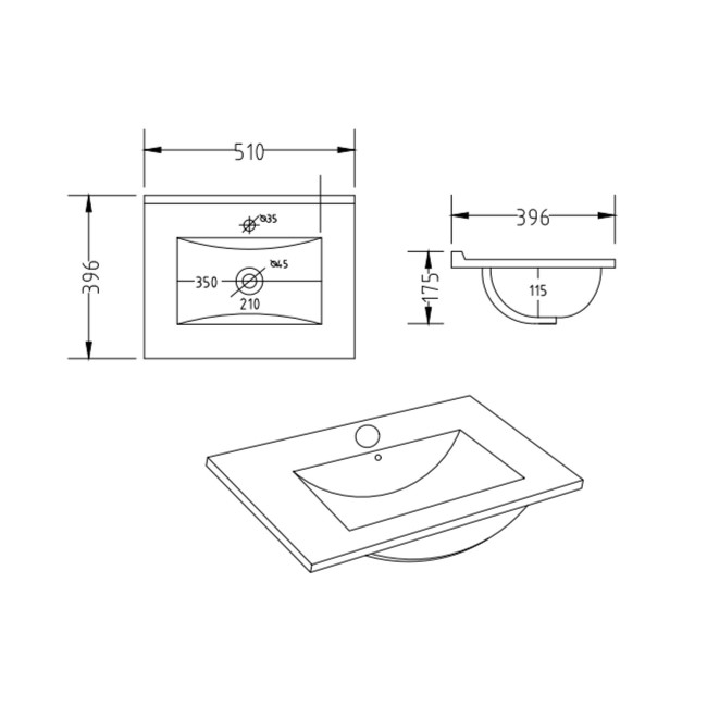 500mm White Freestanding Vanity Unit with Basin and Chrome Handles - Ashford