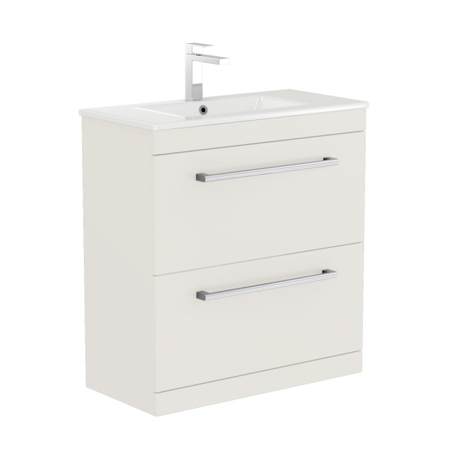 800mm White Freestanding Vanity Unit with Basin and Chrome Handles - Ashford