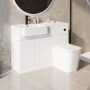 1100mm White Left Hand Toilet and Sink Unit with Square Toilet and Black Fittings - Bali