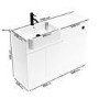 1100mm White Left Hand Toilet and Sink Unit with Square Toilet and Black Fittings - Bali