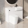 1100mm White Right Hand Toilet and Sink Unit with Square Toilet and Black Fittings - Bali