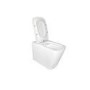 1100mm White Right Hand Toilet and Sink Unit with Square Toilet and Black Fittings - Bali