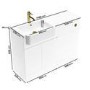 1100mm White Left Hand Toilet and Sink Unit with Brass Fittings - Unit & Basin Only - Bali