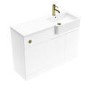 1100mm White Right Hand Toilet and Sink Unit with Brass Fittings - Unit & Basin Only - Bali