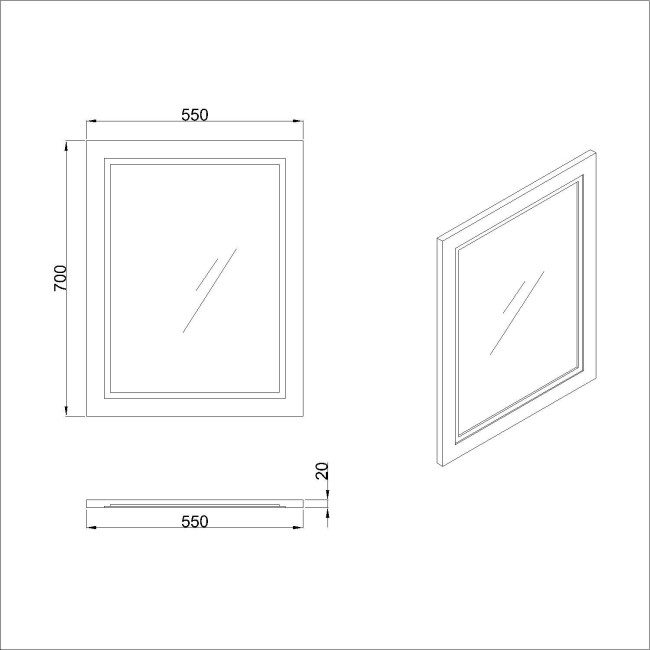 Rectangular White Wall Mirror 550 x 700mm - Camden